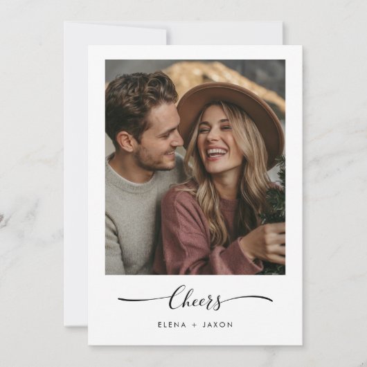 Proost Elegante Pas getrouwd Eerste Kerstfoto Feestdagenkaart (Voorkant)