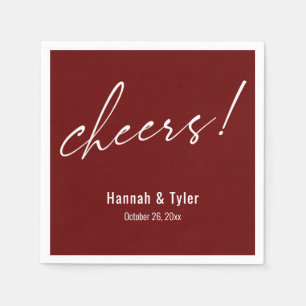 Proost! Elegante Trouwtypografie Bordeaux Servet