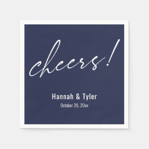 Proost! Elegante Trouwtypografie Navyblauw Servet