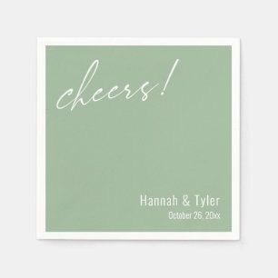 Proost! Elegante Trouwtypografie Saliegroen Servet