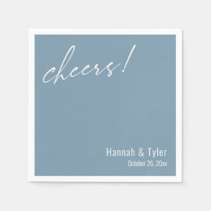 Proost! Elegante Trouwtypografie Stofblauw Servet