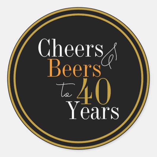 Proost en Bier 40 Jaar Modern Design Ronde Sticker (Voorkant)