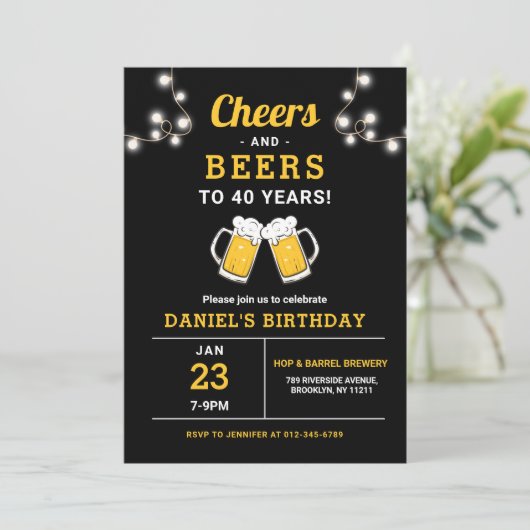 Proost en bier 40 jaar verjaardagsfeest kaart (Staand voorkant)