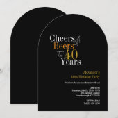 Proost en bier 40 jaar zwart goud feest kaart (Voorkant / Achterkant)