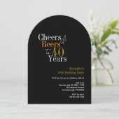 Proost en bier 40 jaar zwart goud feest kaart (Staand voorkant)