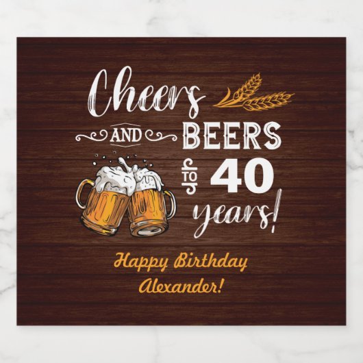 Proost en bier 40e verjaardag bier etiket (Enkel label)