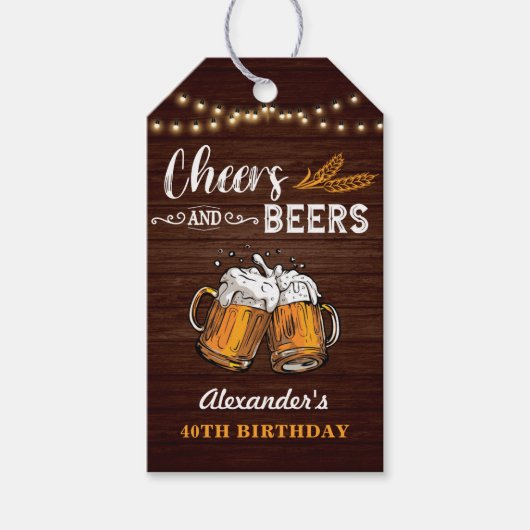 Proost en bier 40e verjaardag cadeaulabel (Voorkant)