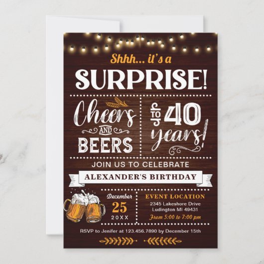 Proost en bier 40e verjaardag kaart (Voorkant)