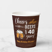 Proost en bier 40e verjaardag papieren bekers (Voorkant)
