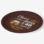 Proost en bier 40e verjaardag papieren bordje (Gekanteld)