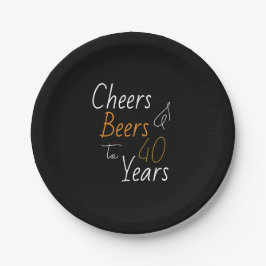 Proost en bier 40e verjaardag papieren bordje