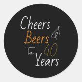 Proost en bier 40e verjaardag ronde sticker (Voorkant)