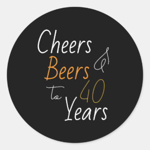 Proost en bier 40e verjaardag ronde sticker