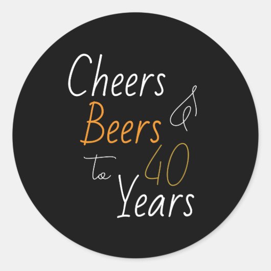 Proost en bier 40e verjaardag ronde sticker (Voorkant)