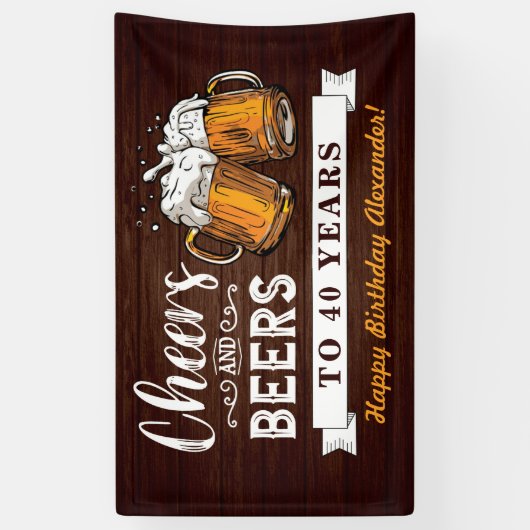 Proost en bier 40e verjaardag spandoek (Verticaal)