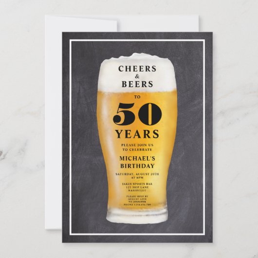 Proost En Bier 50e Verjaardag Kaart (Voorkant)