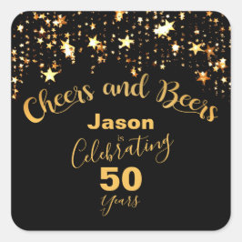 "Proost en bier" 50e verjaardag Vierkante Sticker