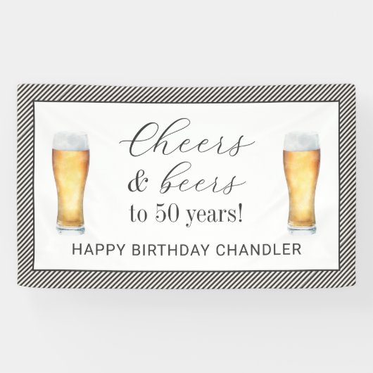 Proost en bier 50ste verjaardag spandoek (Horizontaal)