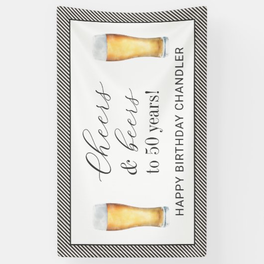 Proost en bier 50ste verjaardag spandoek (Verticaal)