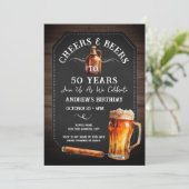 Proost en bier 50ste verjaardagsfeest sigaar kaart (Staand voorkant)