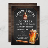 Proost en bier 50ste verjaardagsfeest sigaar kaart (Voorkant / Achterkant)