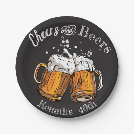 Proost en bier 60e 40e 50e 30e 21e papieren bordje (Voorkant)