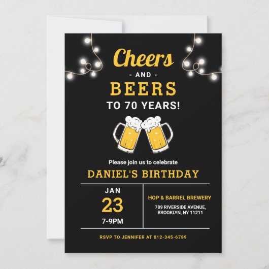 Proost en bier 70 jaar verjaardagsfeest kaart (Voorkant)