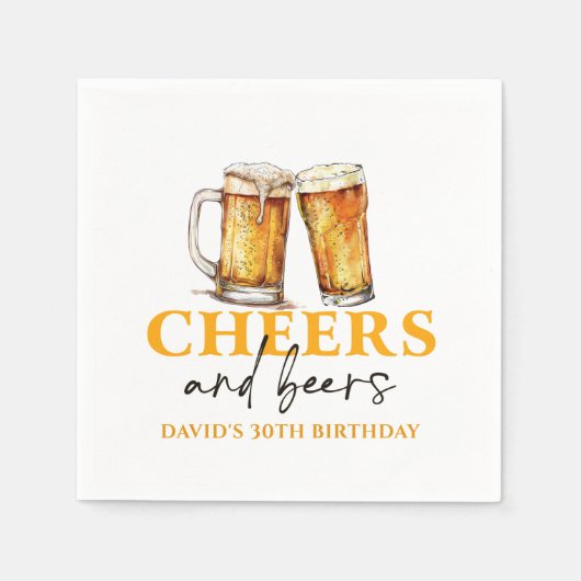 Proost en bier bier glas verjaardag servetten (Voorkant)