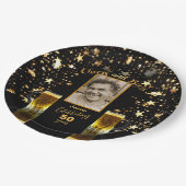 Proost en bier Fotonaam Age Black + Gold Stars Papieren Bordje (Gekanteld)