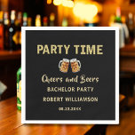 Proost en bier Gepersonaliseerde vrijgezellenfeest Servet<br><div class="desc">Veel plezier met dit wanneer de jongens vieren. Cheers and Beers - gepersonaliseerd met de naam van de bruidegom en de datum van het feest. Als u ontwerpvragen of een speciaal verzoek heeft,  stuur dan een chat en we helpen u graag.</div>