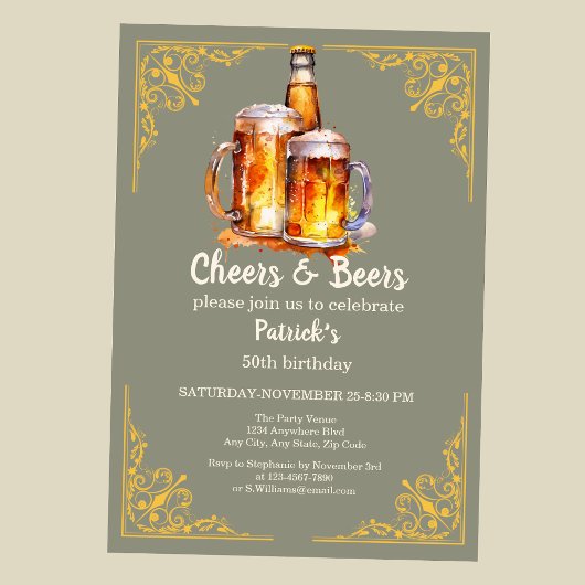 Proost en bier glazen fles 50ste verjaardag kaart