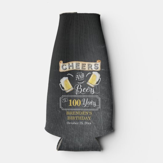 Proost en bier op 100 jaar verjaardagsfeestje Bott Flesjeskoeler (Voorkant)