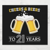 Proost en bier op 21 jaar Bierflesetiket Bier Etiket (Enkel label)