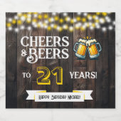 Proost en bier op 21 jaar rustieke verjaardag etiket (Enkel label)