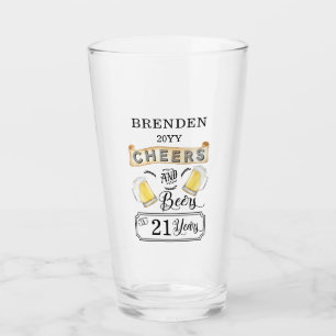 Proost en bier op 21 jaar verjaardagsglas glas