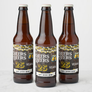 Proost en bier op 25 jaar rustige verjaardag etiket
