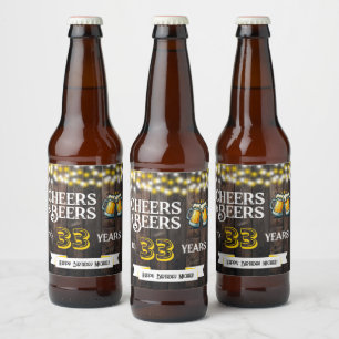 Proost en Bier op 33 Jaar Rustieke Verjaardag Etiket