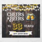 Proost en Bier op 33 Jaar Rustieke Verjaardag Etiket (Enkel label)