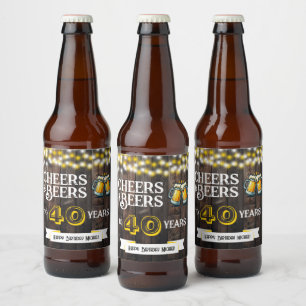 Proost en Bier op 40 Jaar Rustieke Verjaardag Etiket