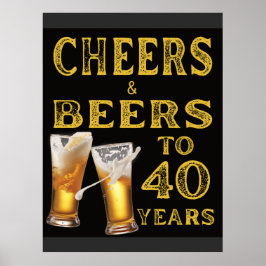 Proost en bier op 40 jaar rustieke verjaardag poster