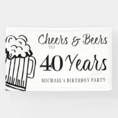 Proost en bier op 40 jaar typografie verjaardag spandoek (Horizontaal)