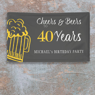 Proost en bier op 40 jaar typografie verjaardag spandoek