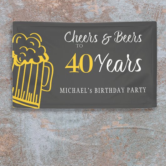 Proost en bier op 40 jaar typografie verjaardag spandoek