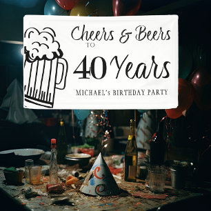Proost en bier op 40 jaar typografie verjaardag spandoek