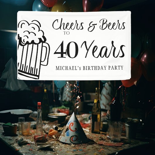 Proost en bier op 40 jaar typografie verjaardag spandoek