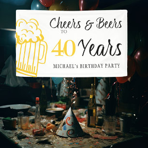 Proost en bier op 40 jaar typografie verjaardag spandoek