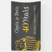 Proost en bier op 40 jaar typografie verjaardag spandoek (Verticaal)
