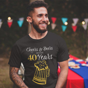 Proost en bier op 40 jaar typografie verjaardag t-shirt