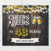 Proost en Bier op 43 Jaar Rustieke Verjaardag Etiket (Enkel label)