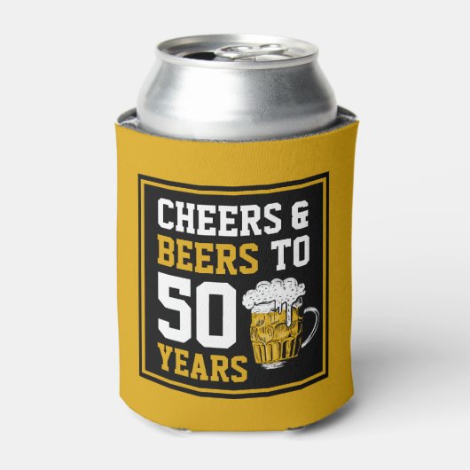 Proost en bier op 50 jaar 50e verjaardag blikjeskoeler (Blikje Voorkant)